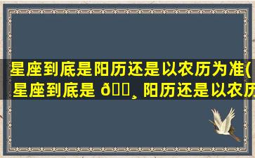 星座到底是阳历还是以农历为准(星座到底是 🌸 阳历还是以农历为准呢)